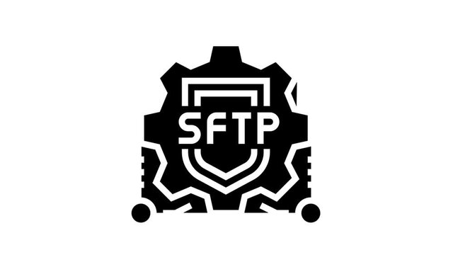 sftp label animated glyph icon. sftp label sign. isolated on white background