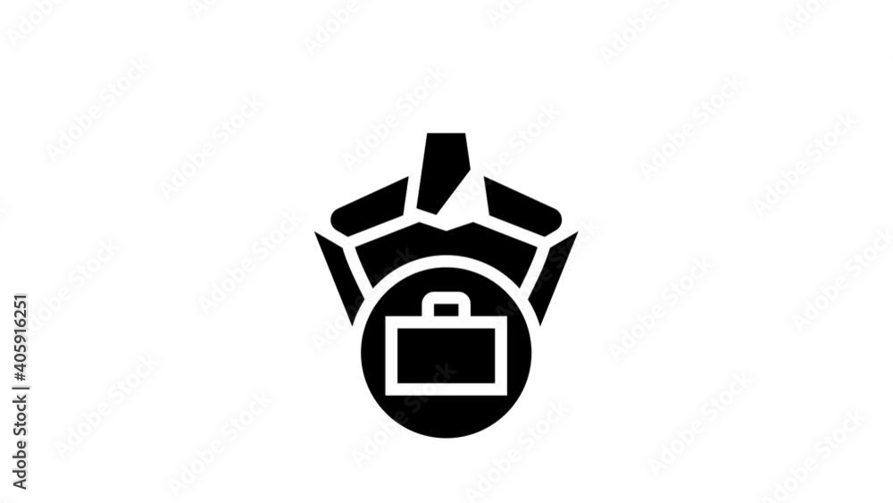 Poster robot arm hold case animated glyph icon. robot arm hold case sign. isolated on white background