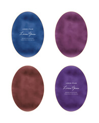 Blue, burgundy, red and purple oval watercolor frames