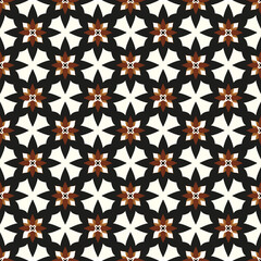 Black flower pattern in abstract style on white background