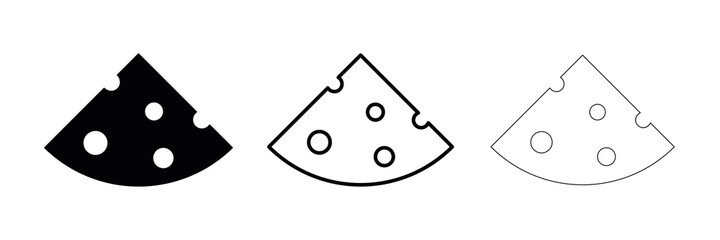 Triangular cheese simple icon of different thicknesses. Triangle Cheese icon, Flat vector illustration of cheese pieces.