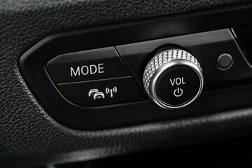 Car dashboard control panel buttons close up