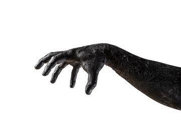 Creepy zombie hand isolated on white background with clipping path