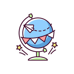 Going away party RGB color icon. Travel abroad. International tourism. Immigration to foreign country. Farewell to friends departure. Celebrate voyage. Family vacation. Isolated vector illustration