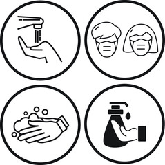 Coronavirus Prevention Set hand wash soap alcohol mask Icon