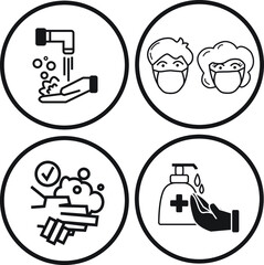 Hygiene hand wash soap alcohol anti bacteria mask icon