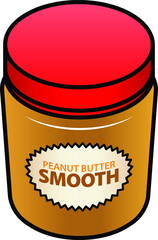 A jar of smooth peanut butter.