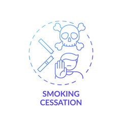 Smoking cessation concept icon. Tobacco quitting program idea thin line illustration. Alleviating symptoms. Workplace wellness. Nicotine replacement therapy. Vector isolated outline RGB color drawing