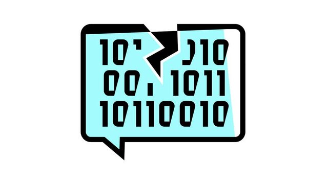 hacked password binary code animated color icon. hacked password binary code sign. isolated on white background