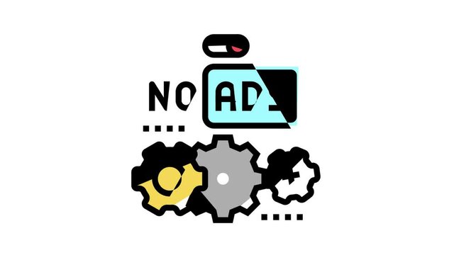 no ads setting animated color icon. no ads setting sign. isolated on white background