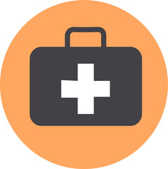 Doctor case, first aid kit icon and peach background.page symbol for your web site design  logo, app, UI. Vector illustration, EPS10