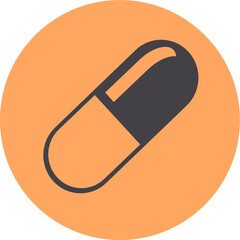 Pill icon in trendy flat style isolated on a peach background. Pill icon page symbol for your web site design Pill icon logo, app, UI. Pill icon Vector illustration, EPS10.