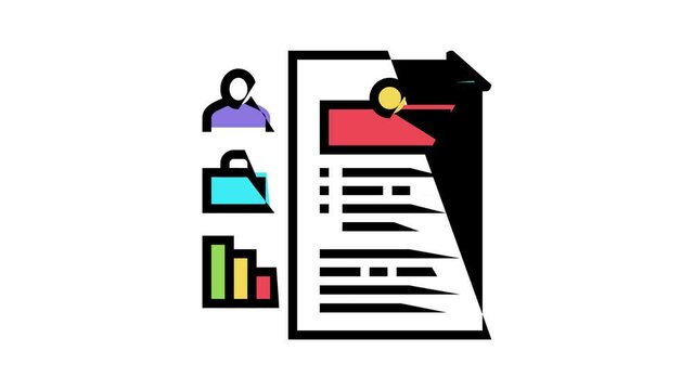 employee cv animated color icon. employee cv sign. isolated on white background
