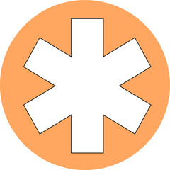 Fototapeta premium Emergency star vector icon on a peach background. Emergency star icon page symbol for your web site design logo, app, UI. Vector illustration, EPS10.