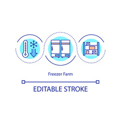 Fototapeta premium Freezer farm concept icon. Ultra-cold storage units idea thin line illustration. Coronavirus vaccine saving at critically low temps. Vector isolated outline RGB color drawing. Editable stroke