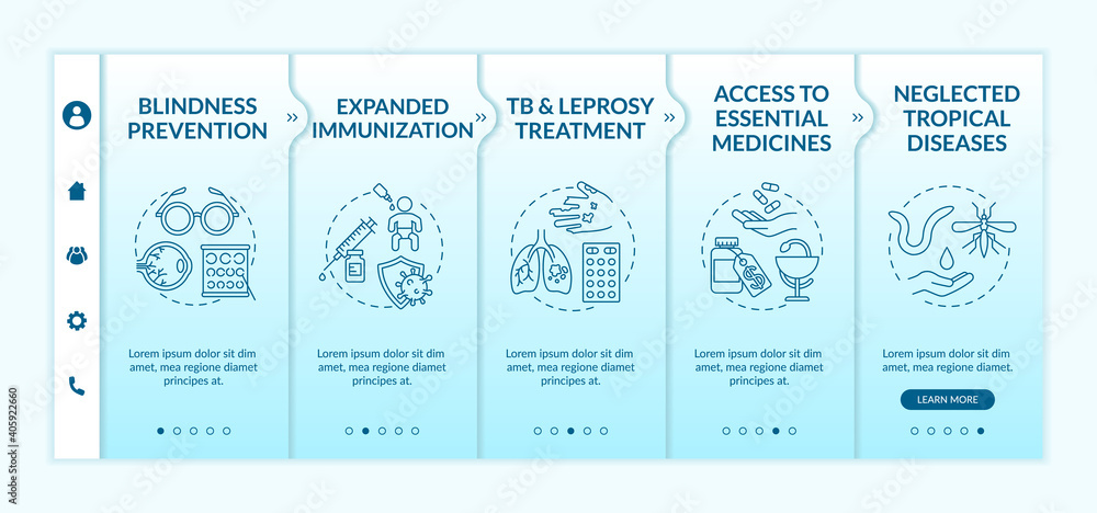 Aufkleber top international health programs onboarding vector template. access to essential medicines. respons