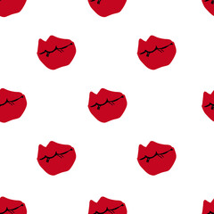 Seamless pattern with silhouette of a red lips. Design for wallpaper, wrapping, fabric, textile.