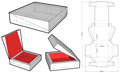 Cake Box and Die-cut Pattern. The .eps file is full scale and fully functional. Prepared for real cardboard production.