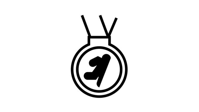 medal runner award animated black icon. medal runner award sign. isolated on white background