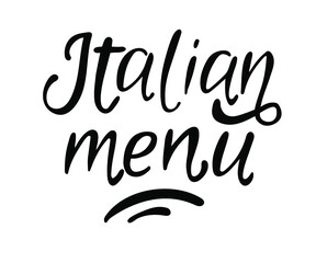 Italian menu hand drawn text. Modern lettering, template, label, tag, logo 