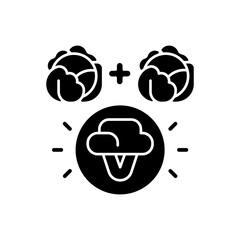 Selective breeding black glyph icon. Genetic engineering. Food modification. Agricultural production. Vegetable cultivation. Silhouette symbol on white space. Vector isolated illustration