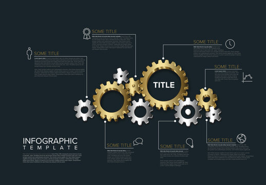 Metallic Cogwheels Infographic Layout