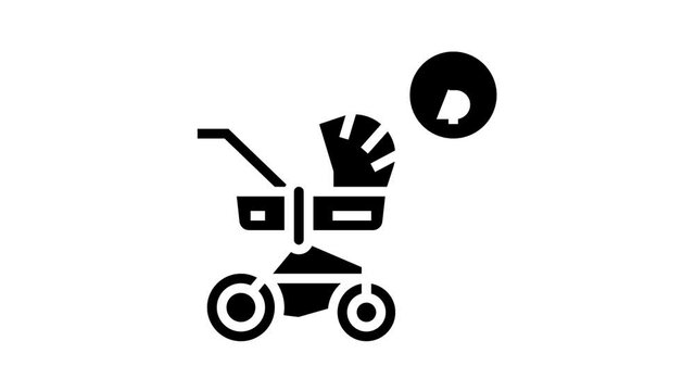 stroller rental animated glyph icon. stroller rental sign. isolated on white background