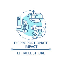 Disproportionate impact concept icon. Global warming thin line illustration. Vector isolated outline RGB color drawing. Unequal amount of harmful emissions into the atmosphere. Editable stroke