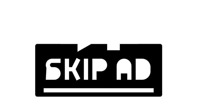 skip ad button animated glyph icon. skip ad button sign. isolated on white background