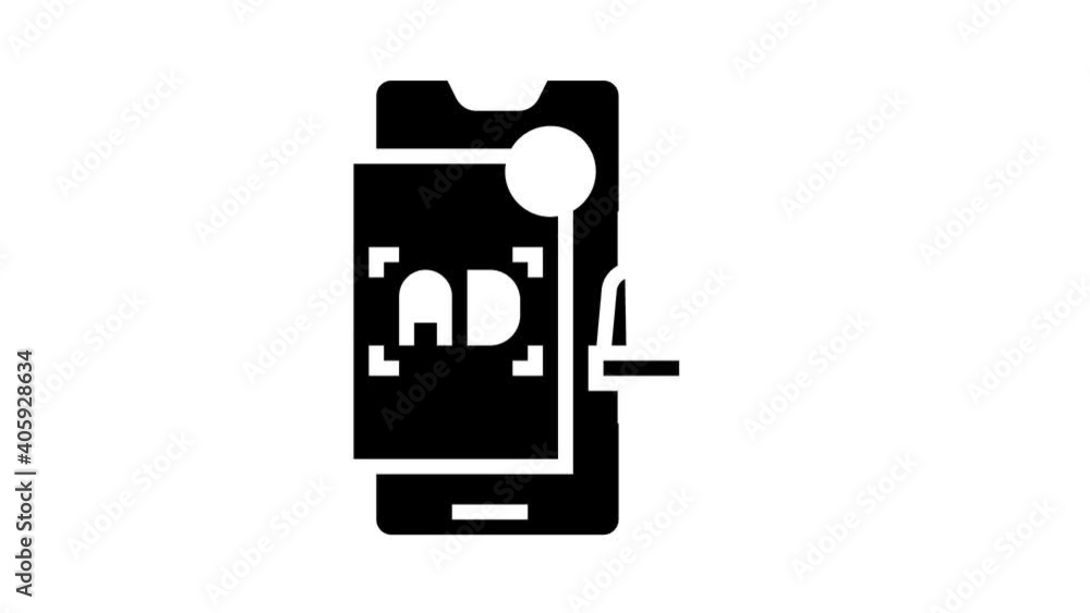 Aufkleber advertisement pop-up window animated glyph icon. advertisement pop-up window sign. isolated on white