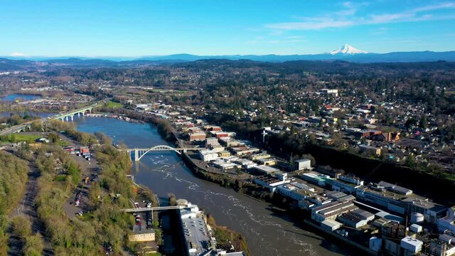 Willamette Falls Giant abandoned Paper Mill in Oregon City along the Willamette River in Oregon State	
