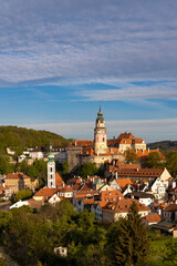 View of the town and castle of Czech Krumlov, Southern Bohemia, Czech Republic