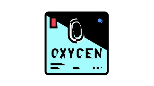 chemical element oxygen 02 animated color icon. chemical element oxygen 02 sign. isolated on white background