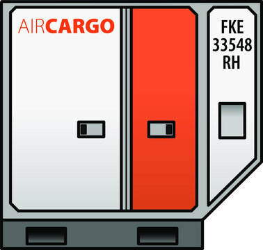 An air cargo container for loading into airplane cargo holds. Right hand half.
