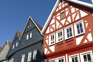 Fachwerkfassaden in der Altstadt von Nidda / Wetterau