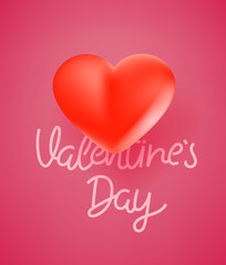 Valentines Day celebration vector banner with 3d heart