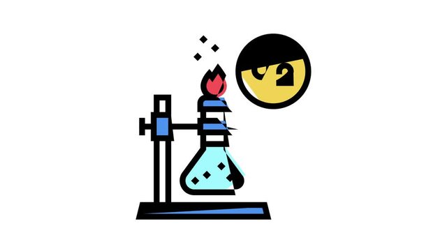 chemistry research oxygen animated color icon. chemistry research oxygen sign. isolated on white background