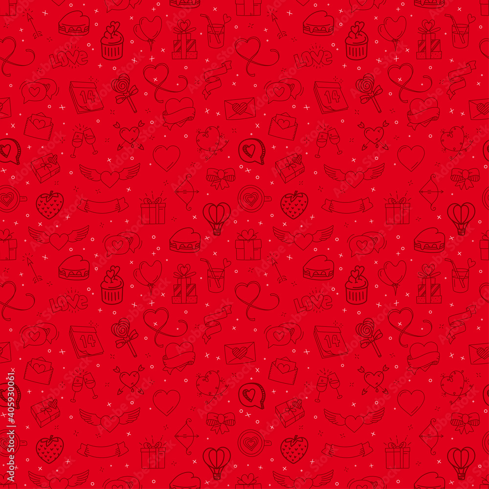 Poster seamless background with valentines elements