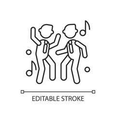 Fun linear icon. Office party. Workplace celebration. Event at work. Core corporate values. Thin line customizable illustration. Contour symbol. Vector isolated outline drawing. Editable stroke