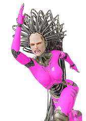 super cyborg is running fast close up