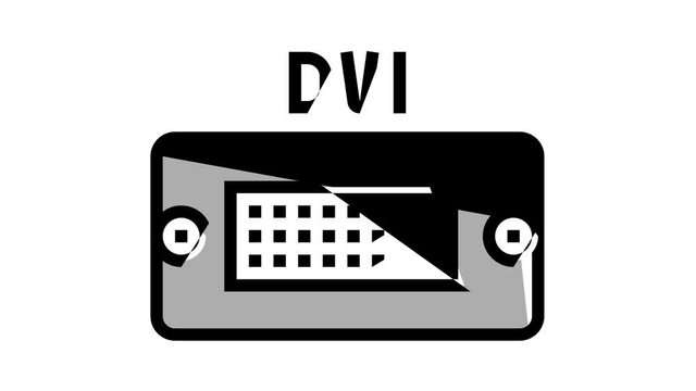 dvi computer port animated color icon. dvi computer port sign. isolated on white background