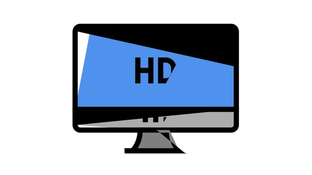hd resolution computer screen animated color icon. hd resolution computer screen sign. isolated on white background