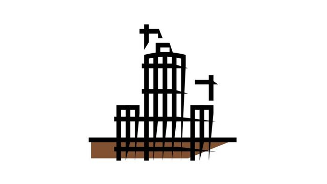 building skyscraper skeleton animated color icon. building skyscraper skeleton sign. isolated on white background
