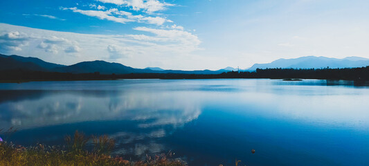 lake and mountains fishing in the lake