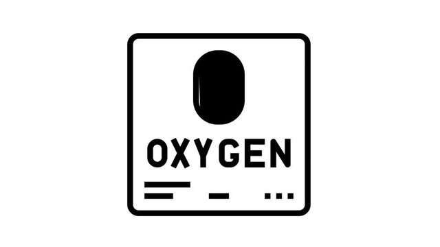 chemical element oxygen 02 animated black icon. chemical element oxygen 02 sign. isolated on white background