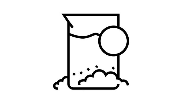 chemical reaction on oxygen animated black icon. chemical reaction on oxygen sign. isolated on white background