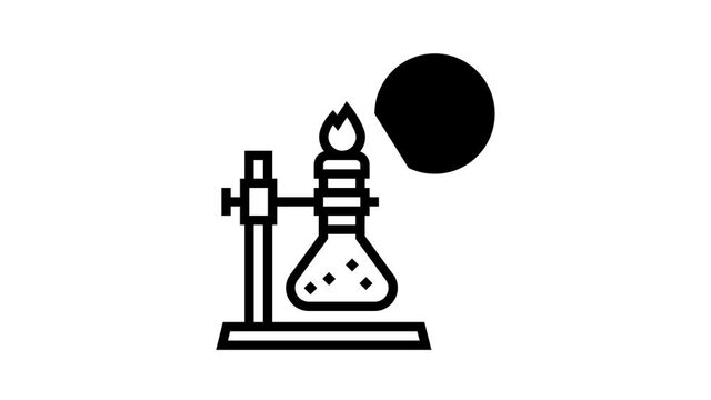 chemistry research oxygen animated black icon. chemistry research oxygen sign. isolated on white background
