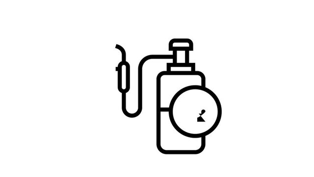 oxygen cylinder for welding animated black icon. oxygen cylinder for welding sign. isolated on white background