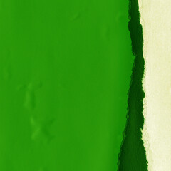 Obraz premium Green torn paper collage close-up. Texture made from various paper and cardboard parts. Damaged old paper background. Vintage blank wallpaper. Material design backdrop.