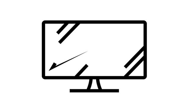 diagonal computer monitor animated black icon. diagonal computer monitor sign. isolated on white background